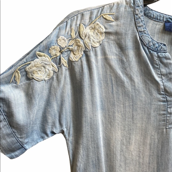 Francesca's Blue Rair chambray tunic top/dress S - Picture 8 of 9